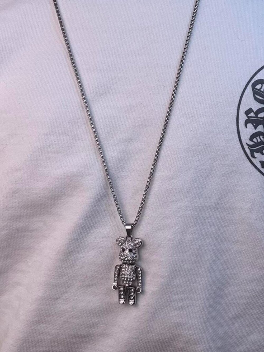 Silver Diamond Figure Pendant Necklace